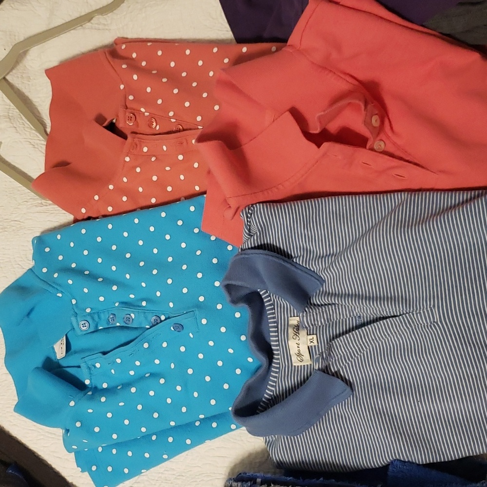 4 Women's polo style collared shirts. All cotton. All XL or 1X.